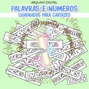Arquivo Palavras e Números para Cartazes - Letra Quadrada