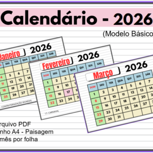 Arquivo Calendário Básico (2026) – Paisagem.