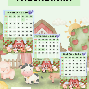 Arquivo Calendário Fazendinha (2026) - Retrato - Collab com Coisas de Myca